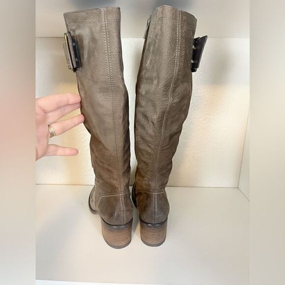 Paul Green Kendra Tall Buckle Brown Leather Boots 6/ US Size 8 to 8.5 - Picture 6 of 12